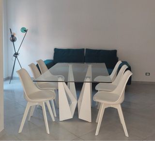 Tavolo design vetro e legno