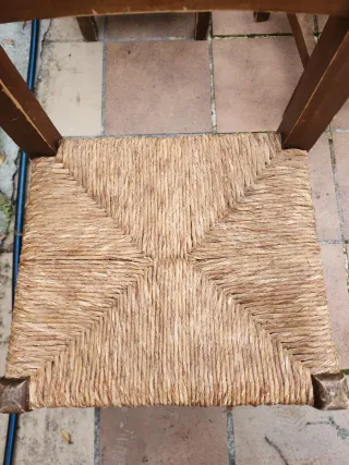 Lote 6 sillas madera asiento enea