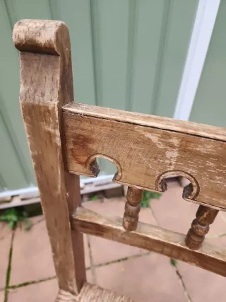 Lote 6 sillas madera asiento enea