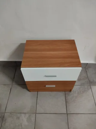 Mueble pequeño 2 cajones blanco y madera