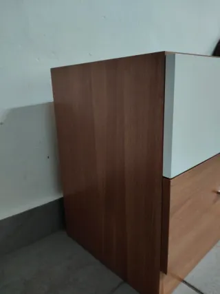 Mueble pequeño 2 cajones blanco y madera