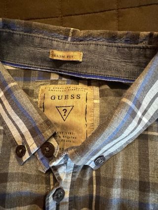 Camisa Guess a cuadros azul y gris
