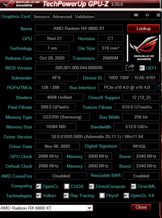 XFX Speedster MERC 319 AMD Radeon RX 6800 XT BLACK