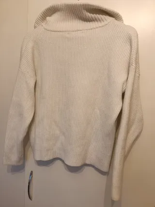 Jersey blanco cuello cremallera talla XS