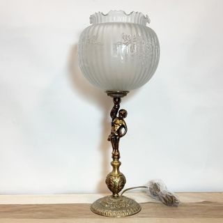 Lámpara Sobremesa Querubín Bronce Cristal