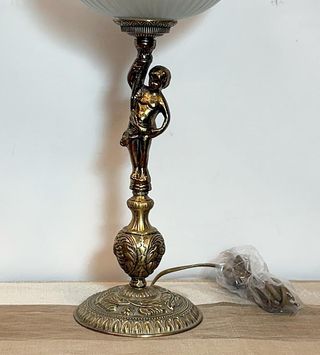 Lámpara Sobremesa Querubín Bronce Cristal