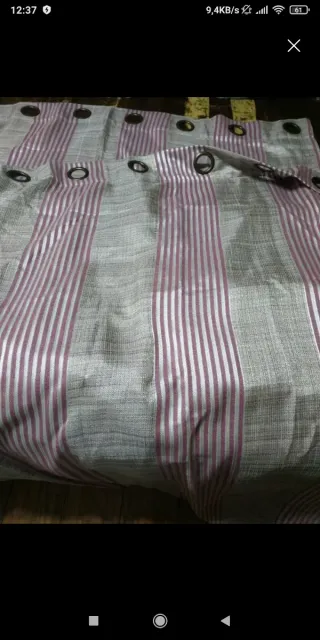 Cortinas grises y moradas con rayas 1.35 x 2.40