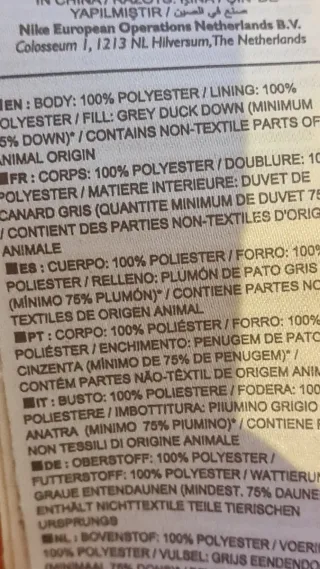 Chaqueta Nike plumífero hombre Talla M