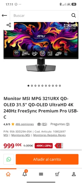 Monitor MSI MPG 321URX QD-OLED 31.5