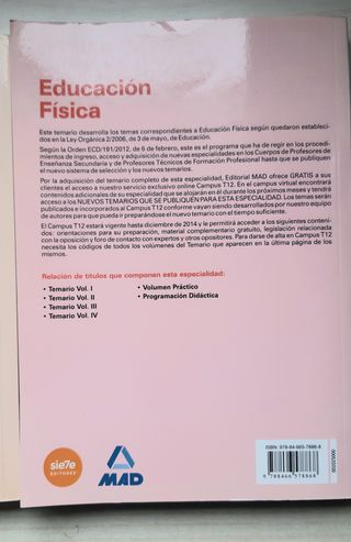 Temario Oposición Educación Física ESO 4 Volumenes