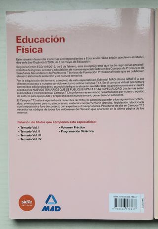 Temario Oposición Educación Física ESO 4 Volumenes