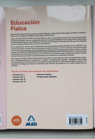 Temario Oposición Educación Física ESO 4 Volumenes