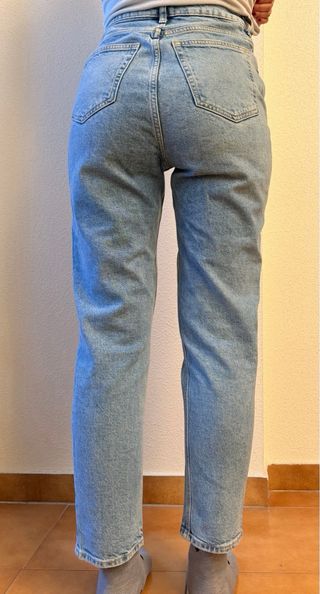 Pantalón Mom Fit H&M Azul