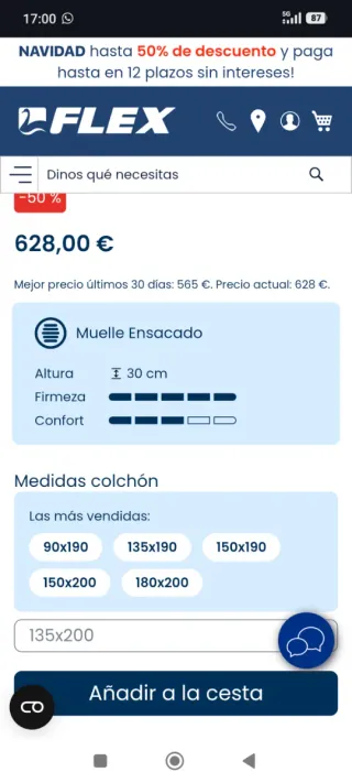 Colchón Flex Nube Visco 135 x 200 c pinm