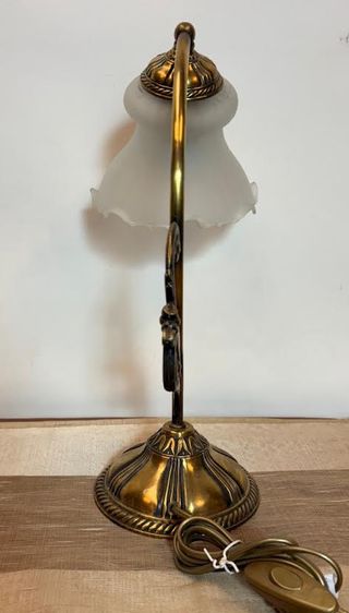 Lámpara Sobremesa Antigua Metal y Cristal