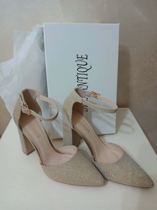 Scarpe glitter tacco largo n.37 e 39