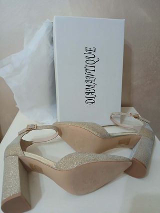 Scarpe glitter tacco largo n.37 e 39