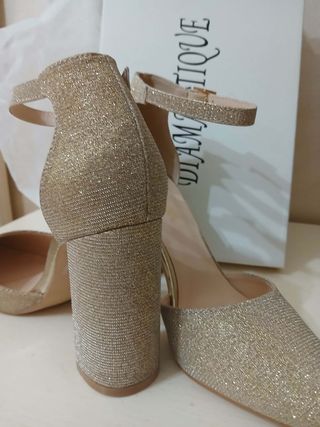 Scarpe glitter tacco largo n.37 e 39