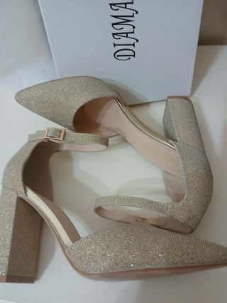 Scarpe glitter tacco largo n.37 e 39
