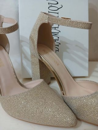 Scarpe glitter tacco largo n.37 e 39