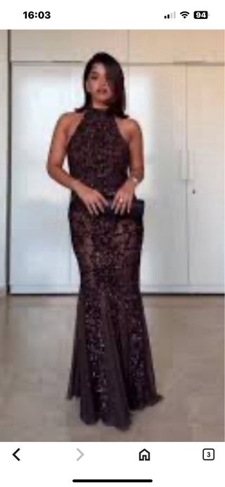 Vestido halter lentejuelas Zara marrón