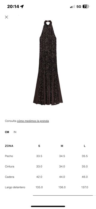 Vestido halter lentejuelas Zara marrón