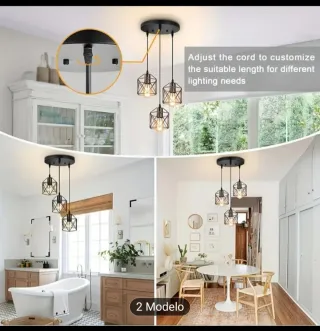 Lámpara de forja negra colgante