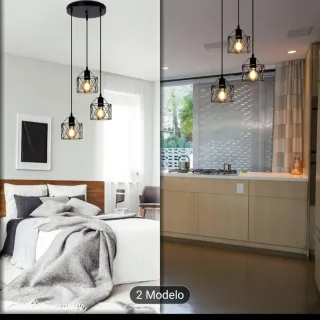 Lámpara de forja negra colgante