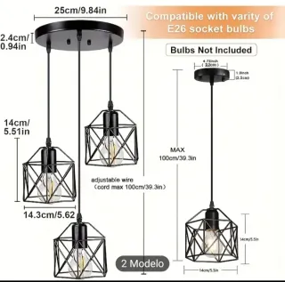 Lámpara de forja negra colgante