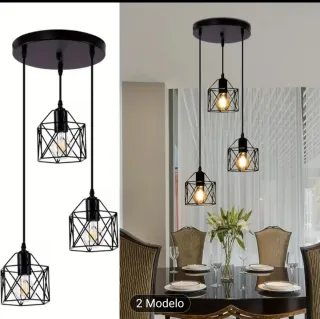 Lámpara de forja negra colgante