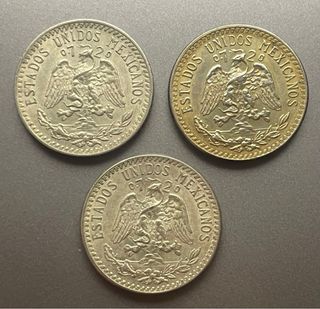 10 monedas México de .720 y una de .420; 1920-1945