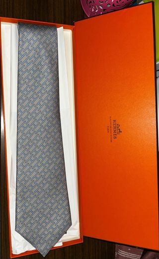 Corbata Hermès Gris y Azul