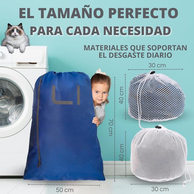 Bolsa para ropa sucia, resistente, lavadora