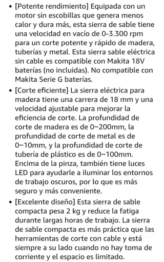 Sierra Sable Recargable (2 Baterías)