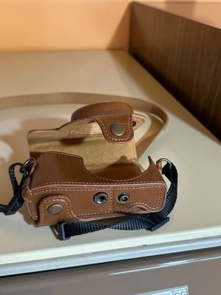 Funda de cuero para cámara de fotos