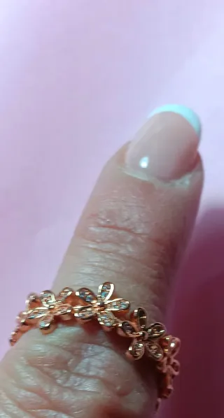 Anillo banda plata 925 margaritas oro