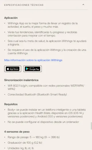 Báscula inteligente Withings Body+
