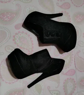 Botines tacón plataforma negros talla 35