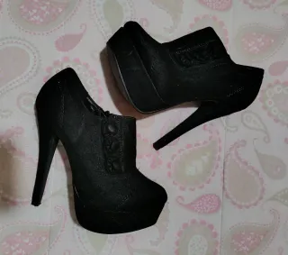 Botines tacón plataforma negros talla 35