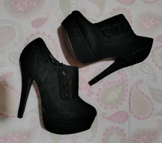 Botines tacón plataforma negros talla 35