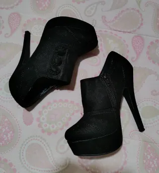 Botines tacón plataforma negros talla 35