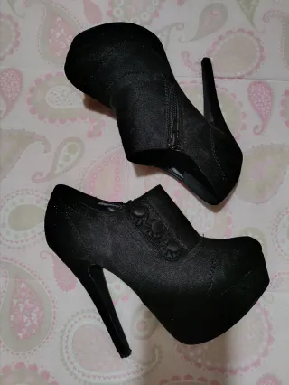 Botines tacón plataforma negros talla 35