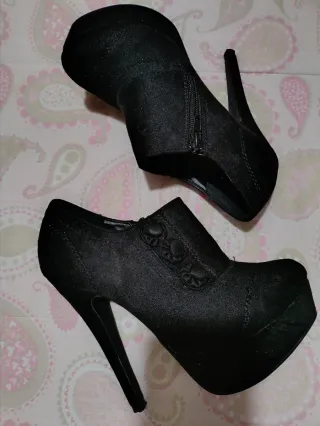 Botines tacón plataforma negros talla 35