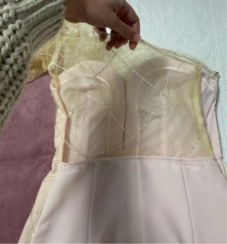 Vestido de fiesta largo rosa y dorado