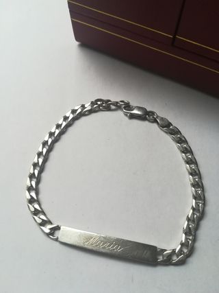 Esclava de plata grabada Maria