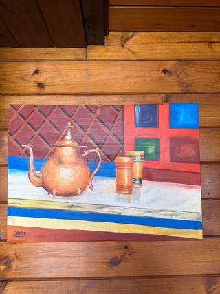 Cuadro decorativo tetera y vasos