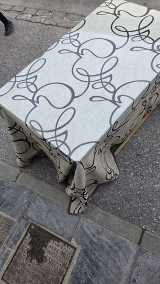 Mesa camilla rectangular tela y cristal