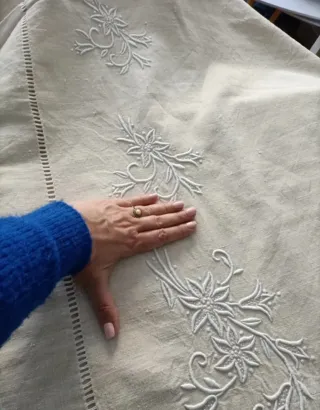 Sábana encimera lino dos paños beige