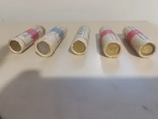 Lote rollos monedas 5 pesetas y 1 peseta