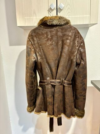 Abrigo marrón piel sintética mujer Talla S